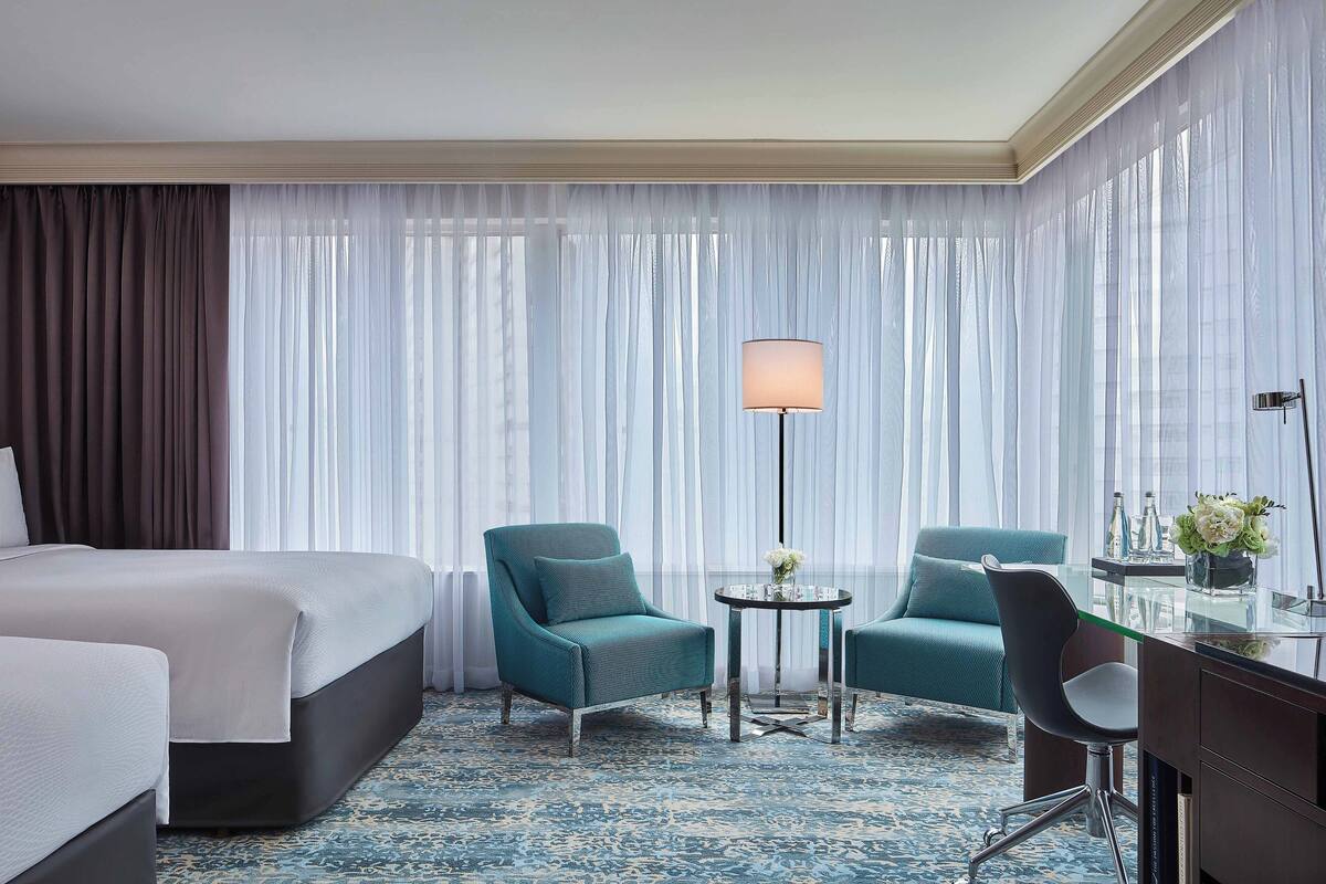 Premium bedding, down comforters, pillowtop beds, minibar