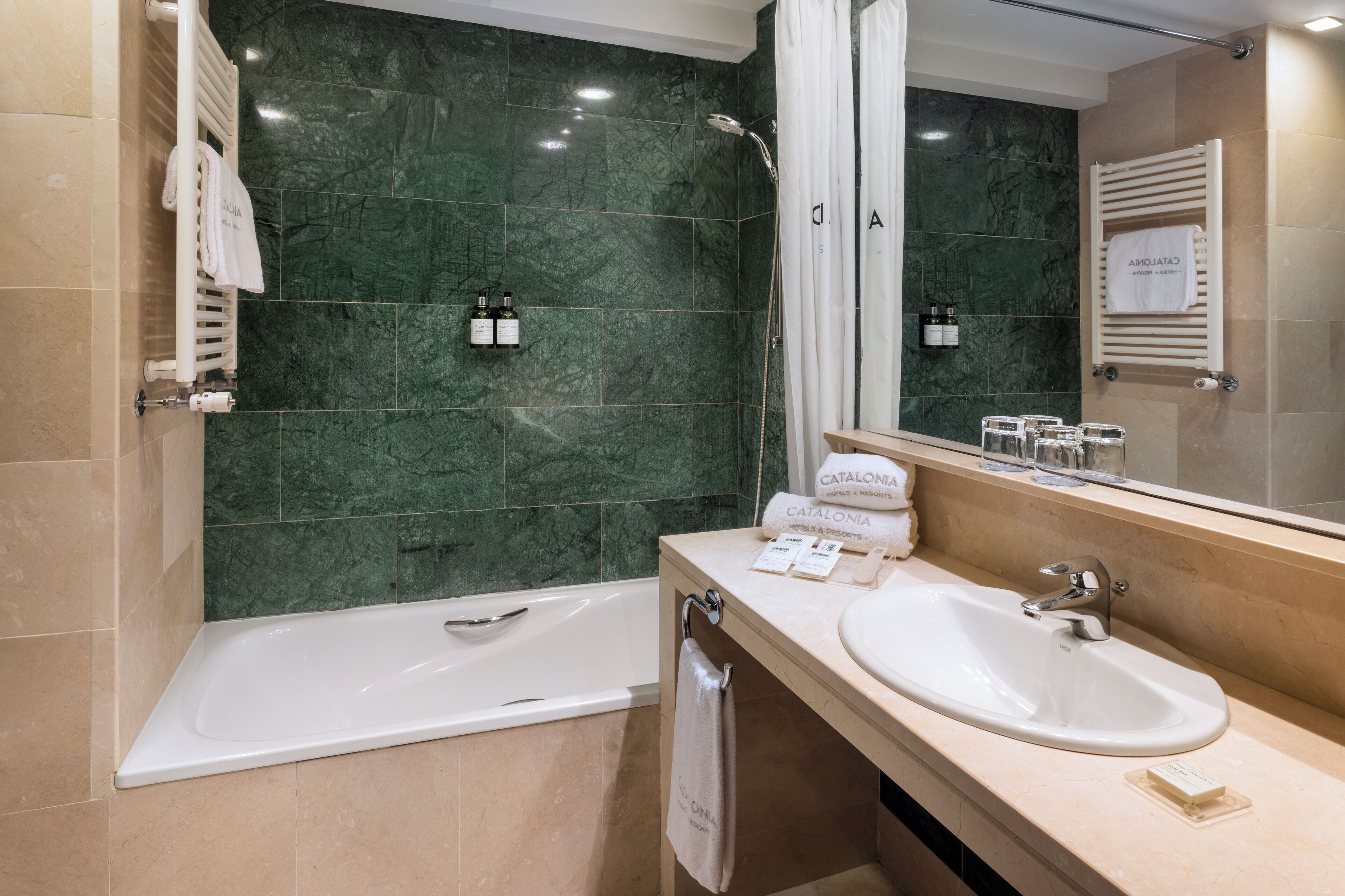 eco-friendly toiletries, hair dryer, bidet, towels