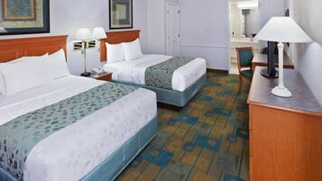 Pillowtop beds, desk, laptop workspace, blackout drapes