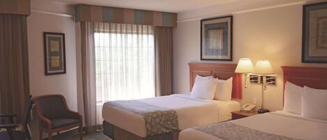 Pillowtop beds, desk, laptop workspace, blackout drapes