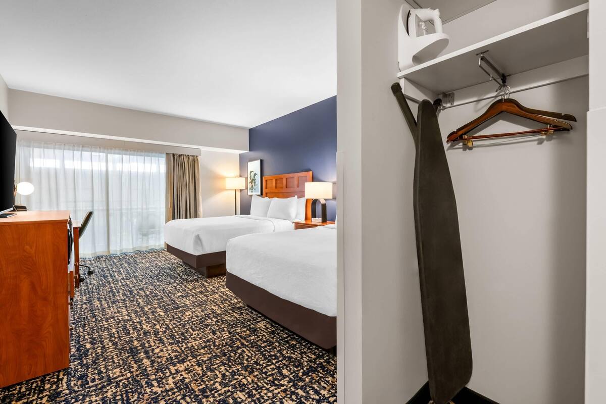 Room, 2 Queen Beds, Non Smoking, Pool View | Premium bedding, pillowtop beds, desk, laptop workspace