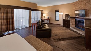 Premium bedding, pillowtop beds, desk, laptop workspace