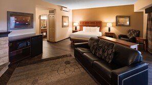 Premium bedding, pillow-top beds, desk, laptop workspace