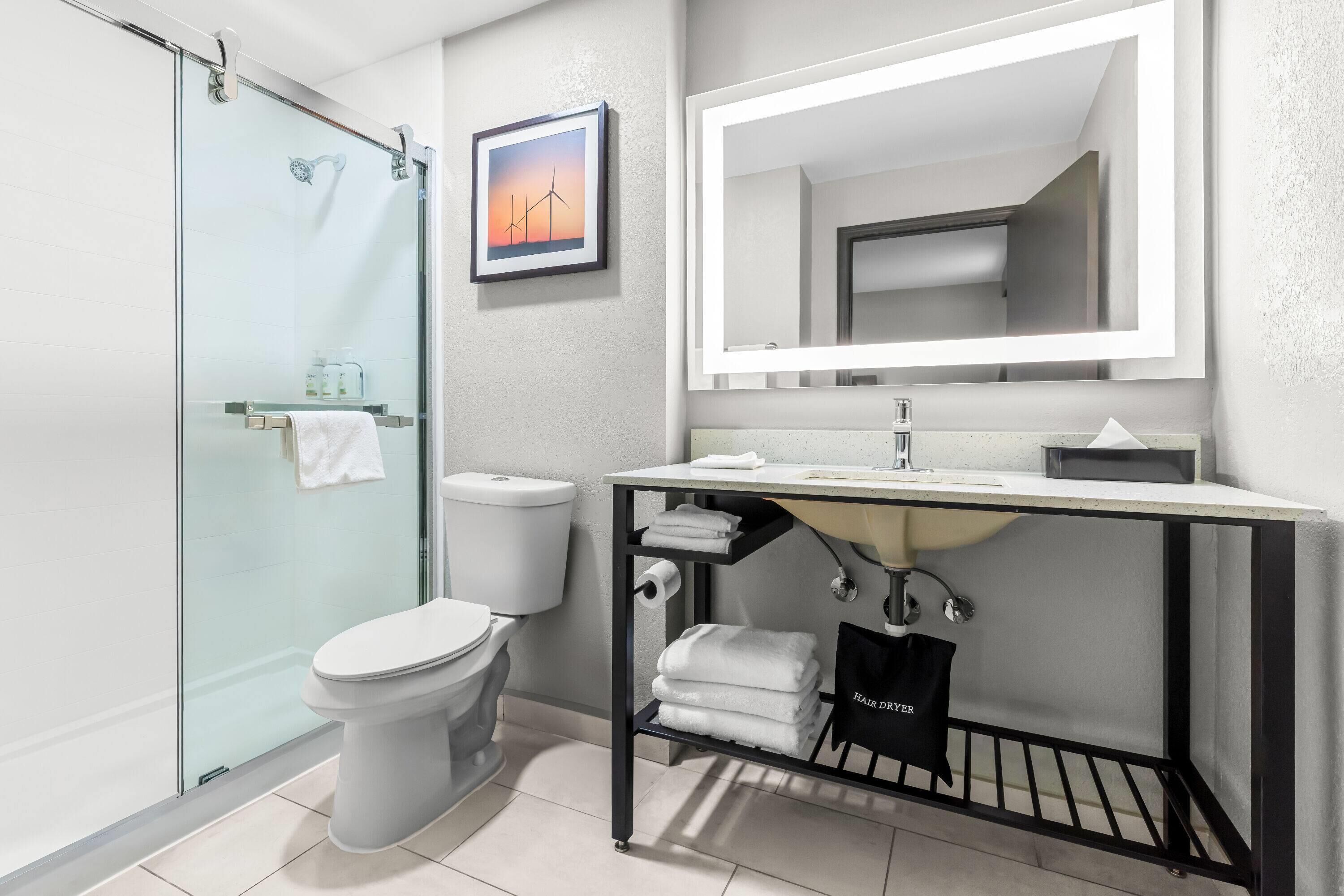 Premier Room, 1 King Bed, Non Smoking | Bathroom | Combined shower/tub, eco-friendly toiletries, hair dryer, towels