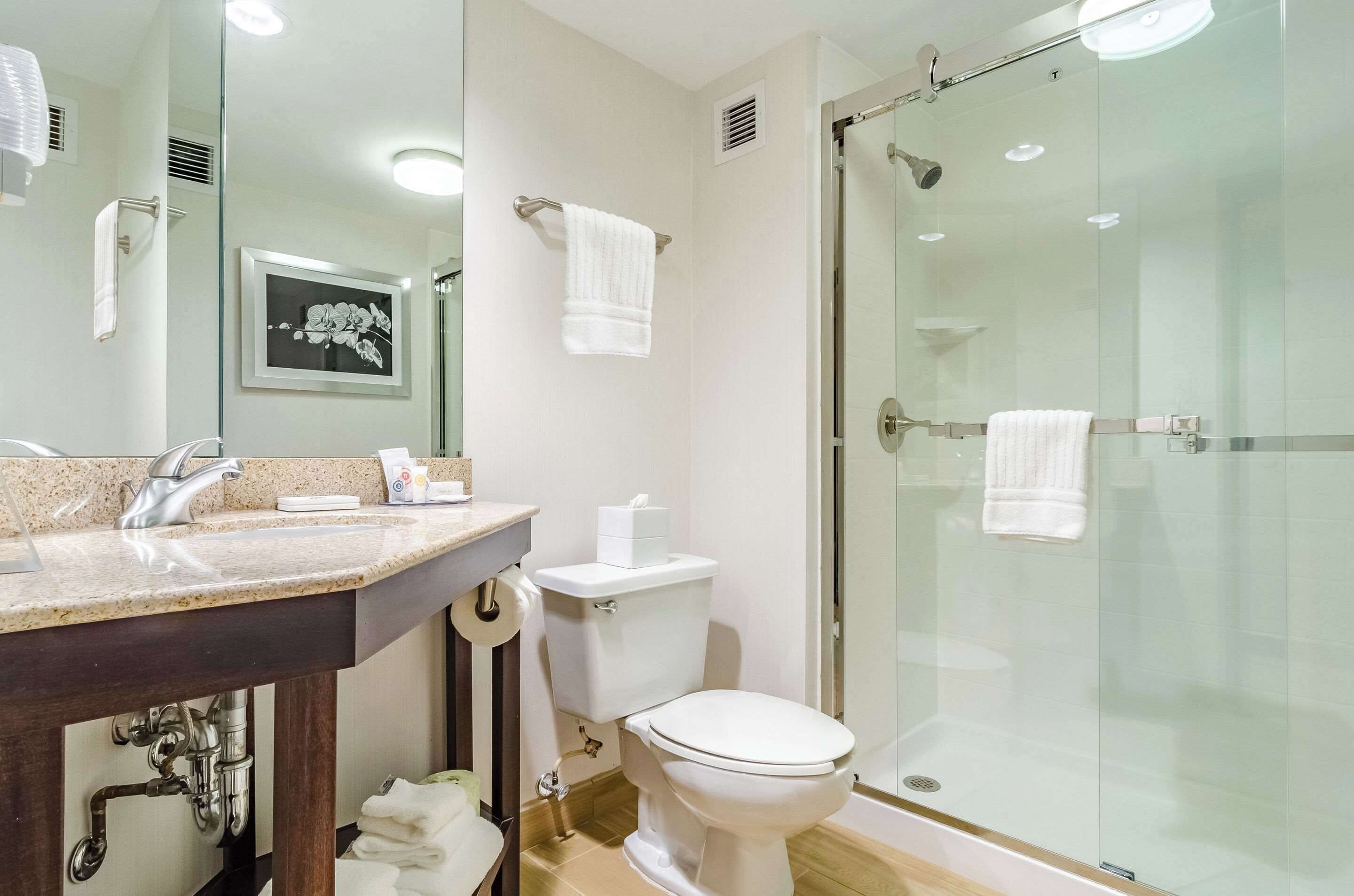 premium bedding, desk, laptop workspace, blackout curtains