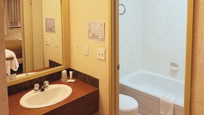 Baño con lavabo, espejo y zona de ducha.