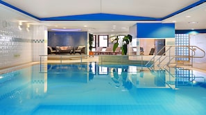 Indoor pool, open 6:30 AM to 9:30 PM, sun loungers, lifeguards on site