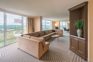 Presidential Suite, 1 Bedroom | Living area | 49-inch flat-screen TV with cable channels, TV, pay movies