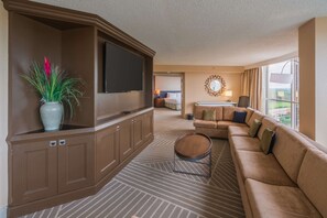 Presidential Suite, 1 Bedroom | Living area | 49-inch flat-screen TV with cable channels, TV, pay movies