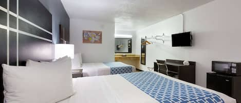 Standard Room, 2 Queen Beds, Non Smoking | Blackout curtains, iron/ironing board, free WiFi, bed sheets