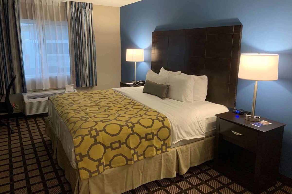 Desk, blackout drapes, iron/ironing board, free WiFi