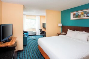 In-room safe, desk, laptop workspace, blackout curtains