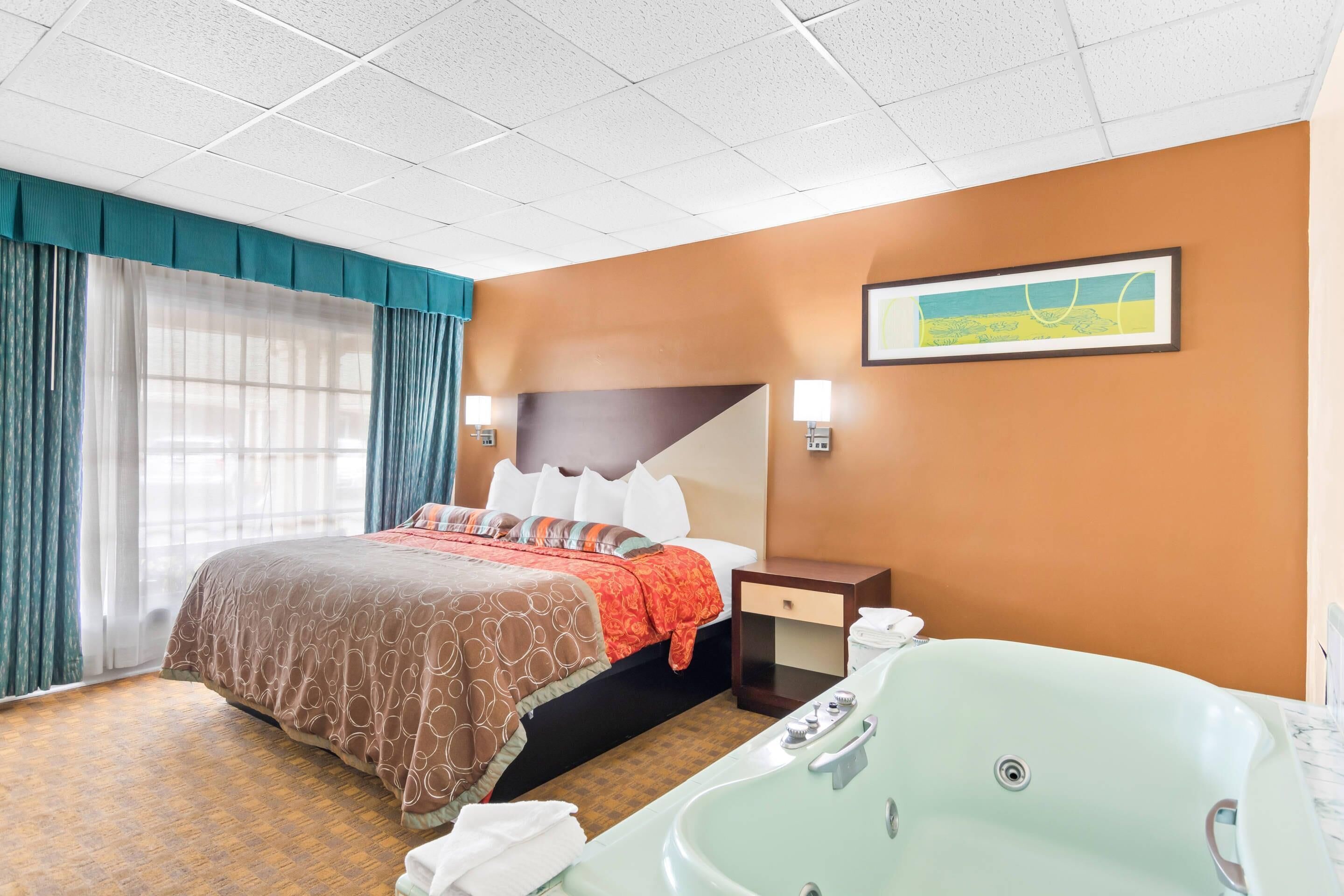 Premium bedding, desk, soundproofing, iron/ironing board