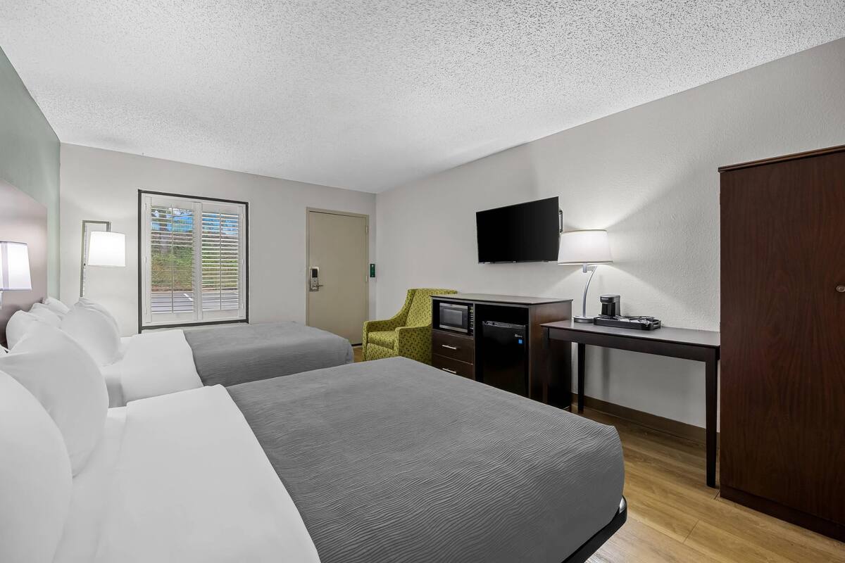 Room, 2 Queen Beds, Accessible, Non Smoking | Premium bedding, Select Comfort beds, desk, laptop workspace