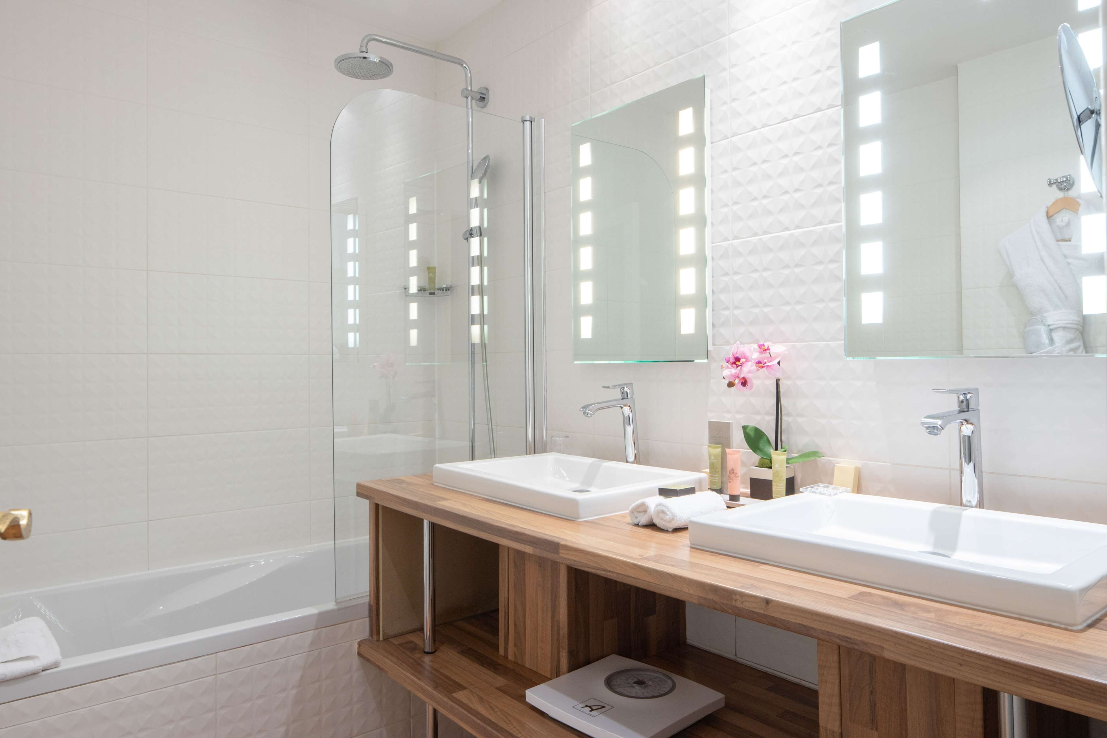 free toiletries, hair dryer, bathrobes, slippers