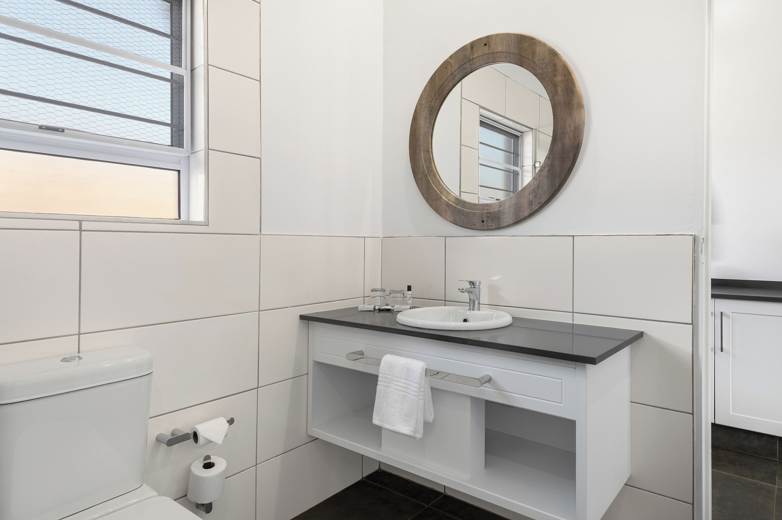 shower, eco-friendly toiletries, hair dryer, towels