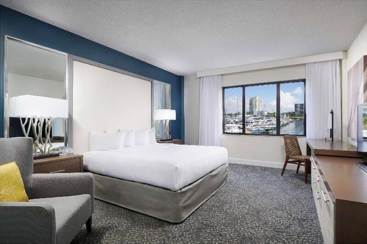 Down comforters, pillowtop beds, in-room safe, desk