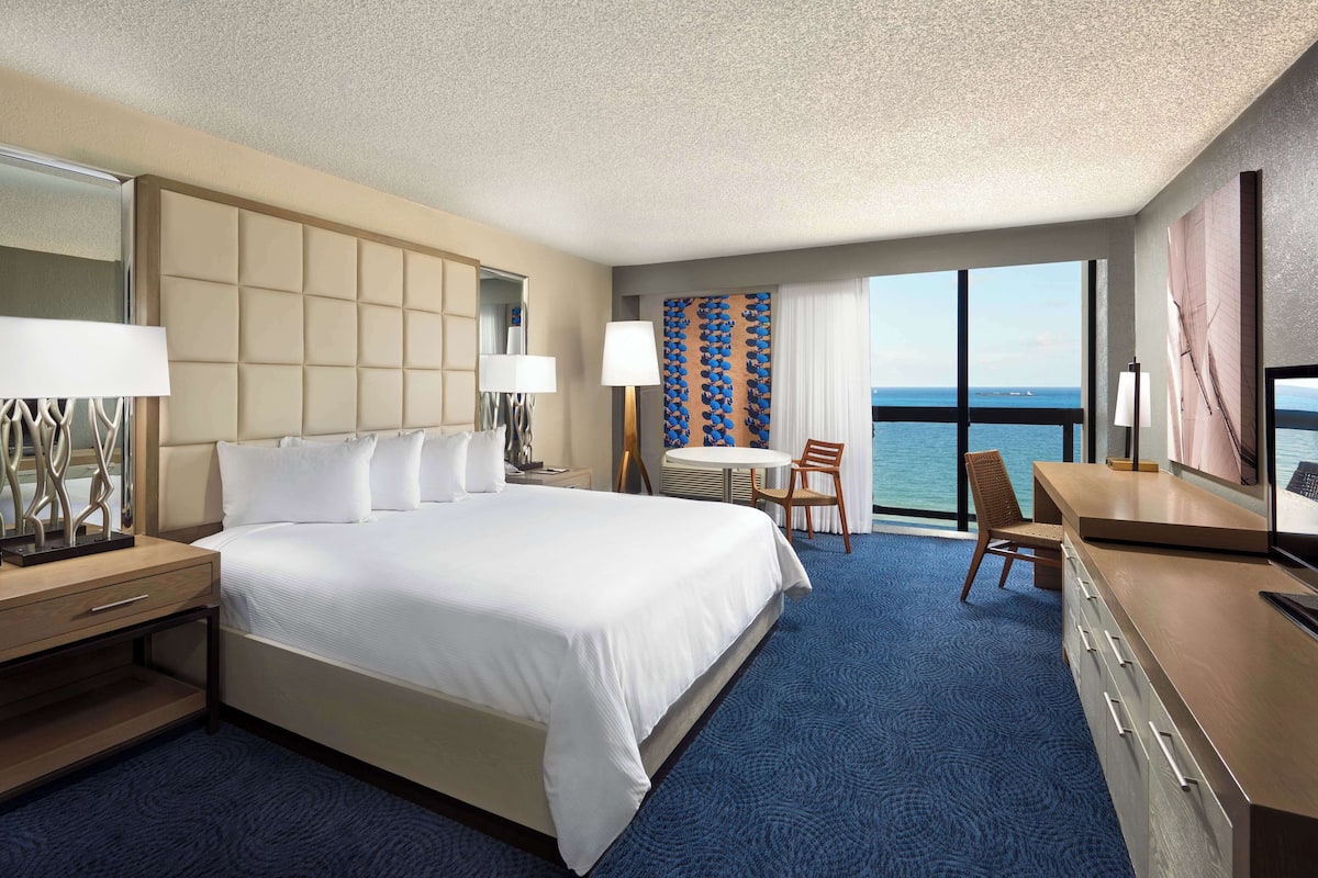 Down comforters, pillowtop beds, in-room safe, desk