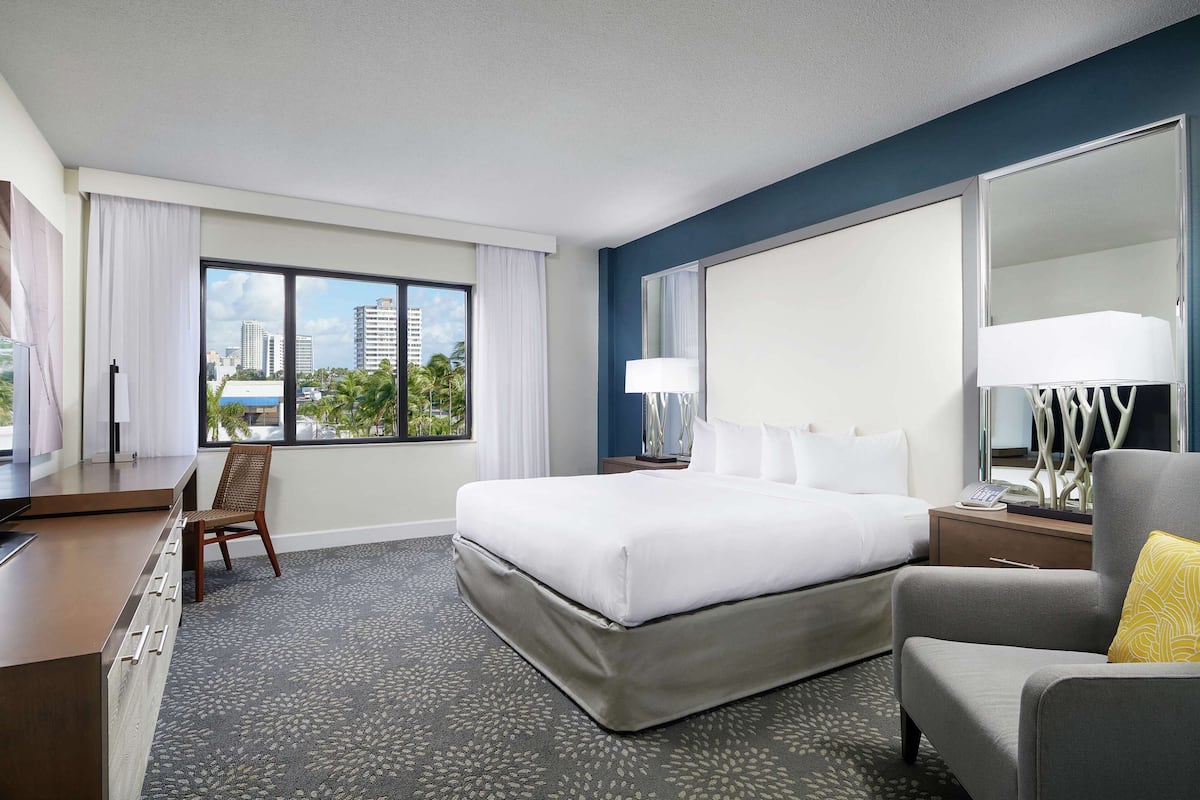 Down comforters, pillowtop beds, in-room safe, desk