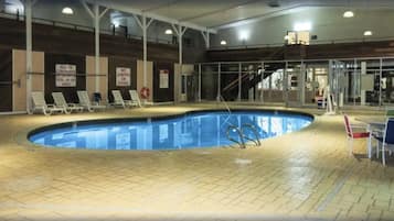 Indoor pool, open 8:00 AM to 10:00 PM, sun loungers