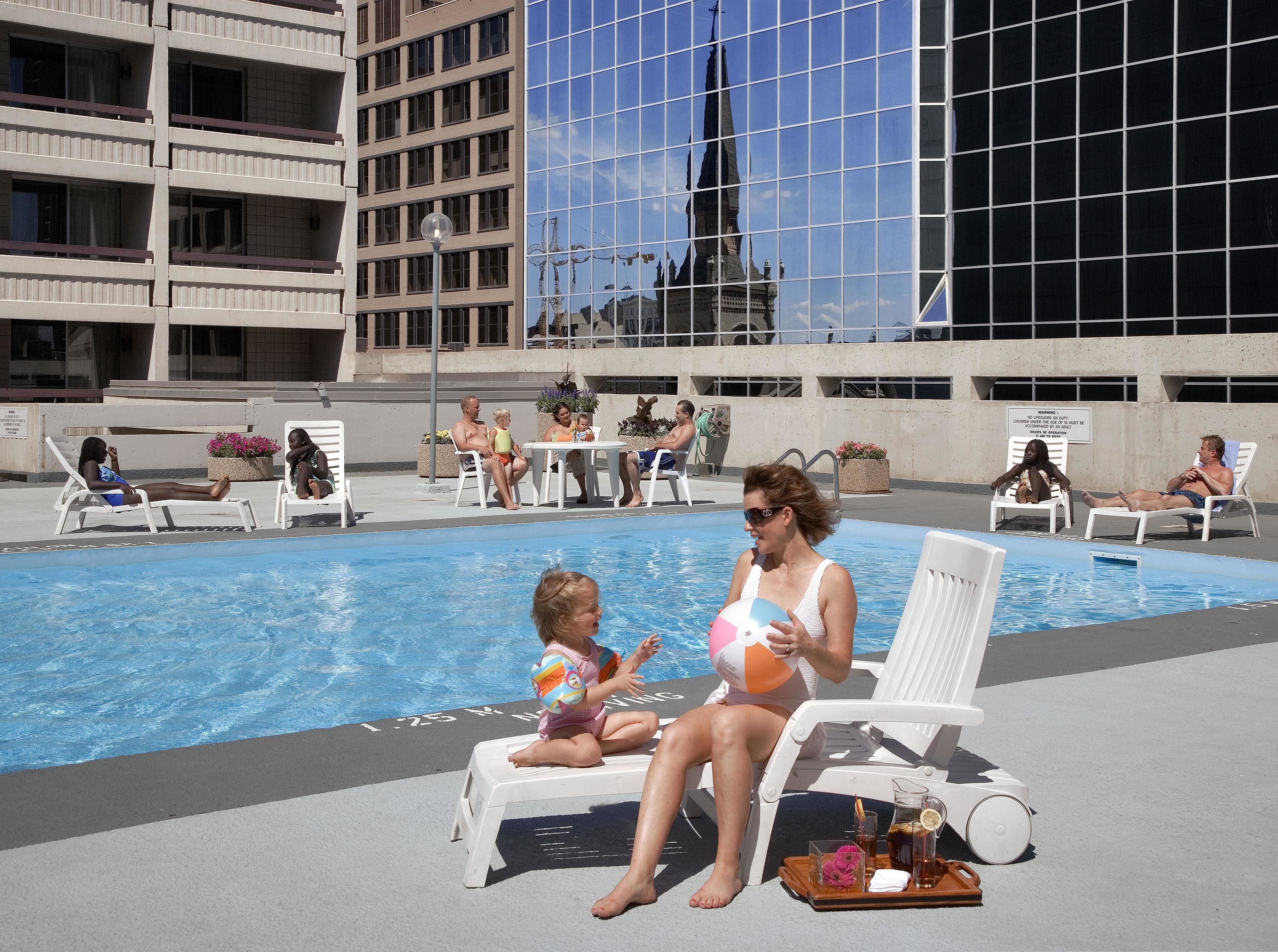 2 indoor pools, seasonal outdoor pool, pool umbrellas, pool loungers