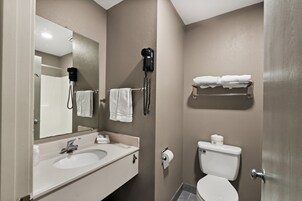 Bañera con ducha, artículos de tocador gratuitos, secador de pelo