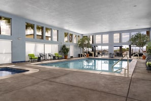 Indoor pool, outdoor pool, open 8:00 AM to 11 PM, pool umbrellas