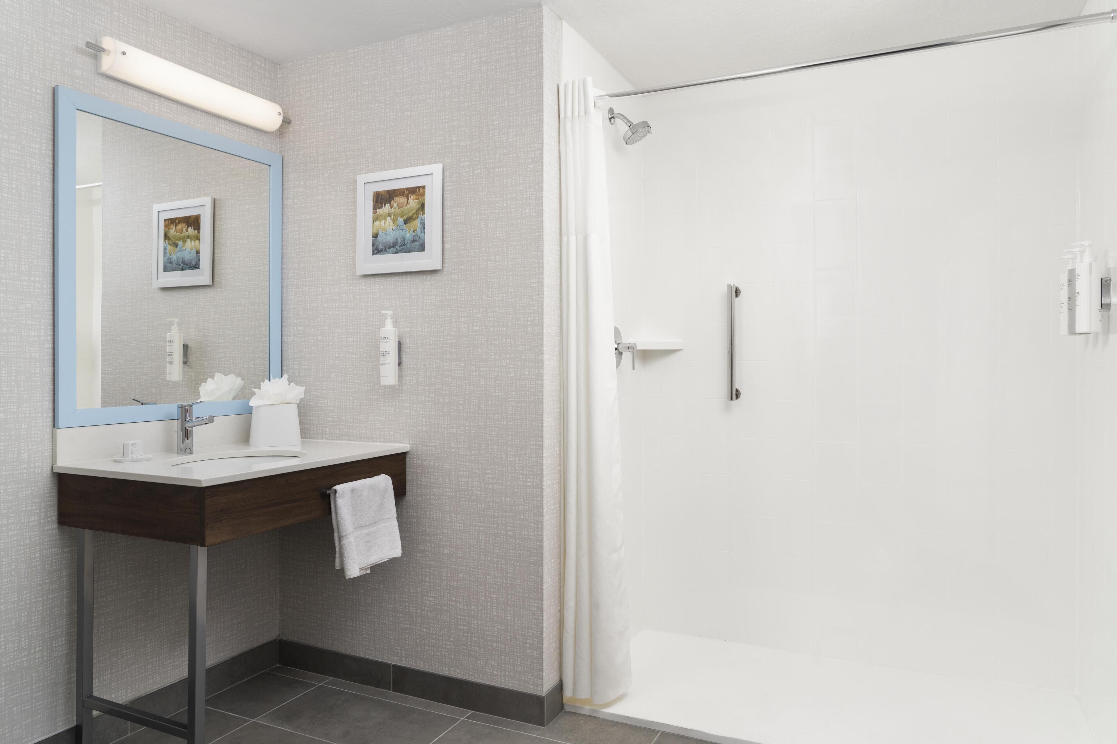 room, 2 queen beds, accessible, non smoking (mobility, shower) | bathroom | eco-friendly toiletries, hair dryer, towels, soap