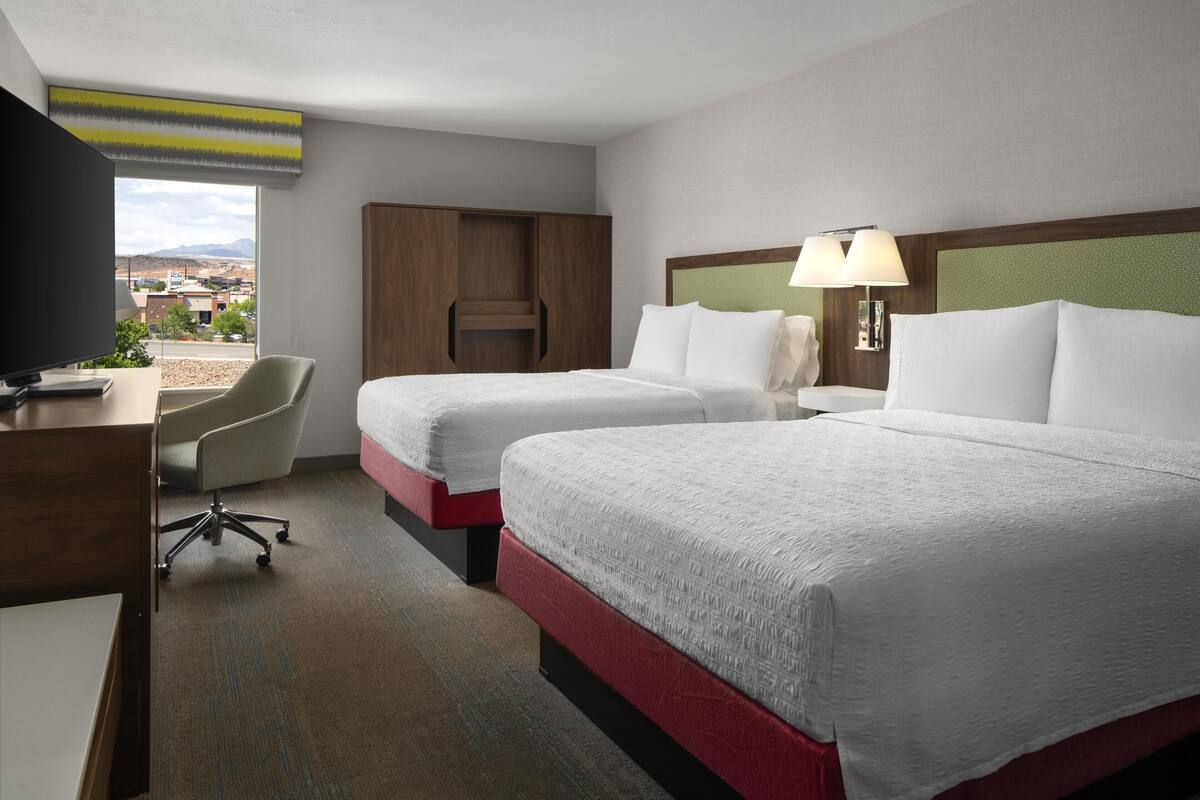 Room, 2 Queen Beds, Non Smoking | Hypo-allergenic bedding, iron/ironing board, free cots/infant beds