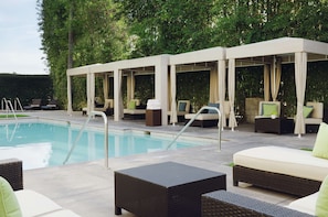 Outdoor pool, sun loungers