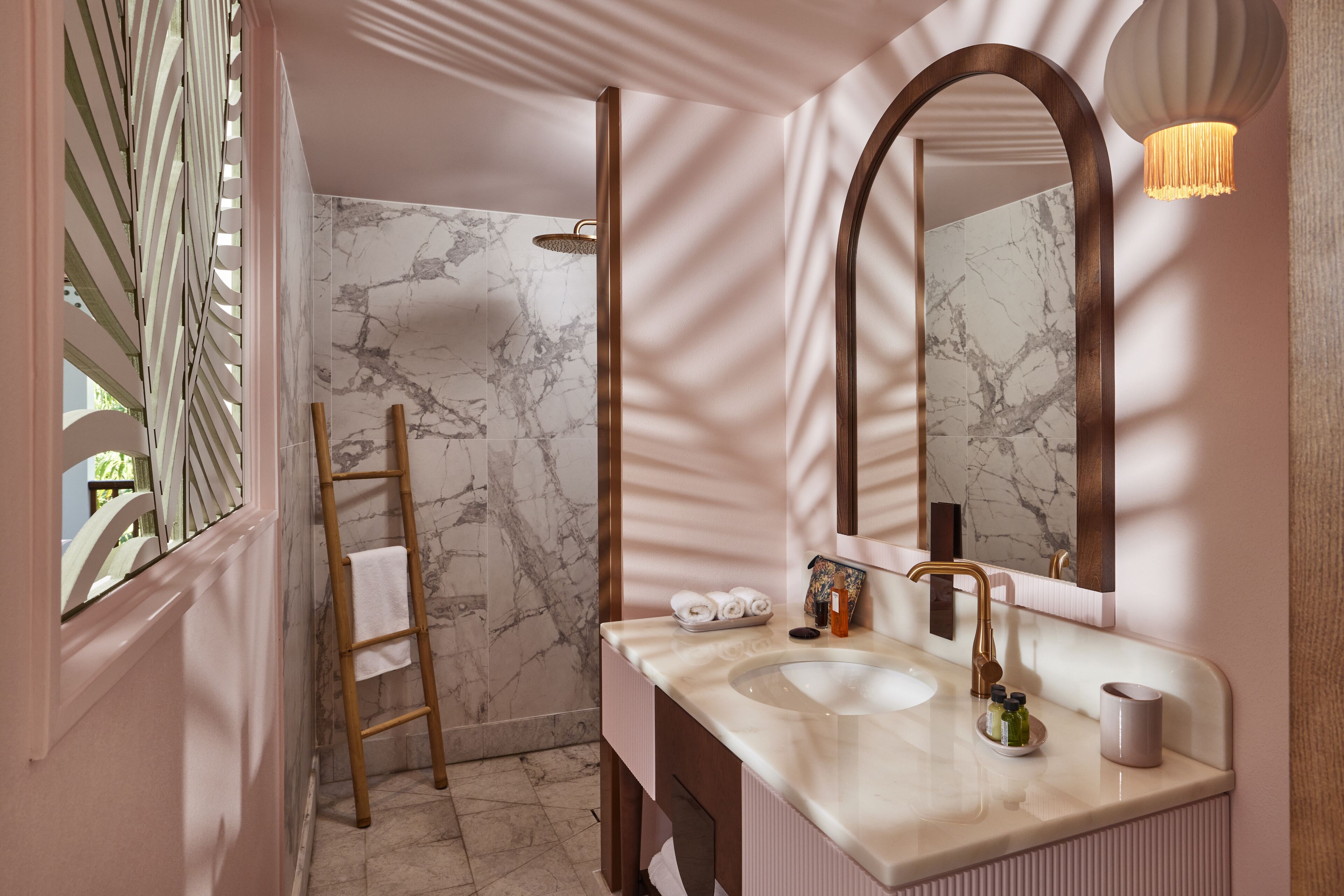 room (tropical) | bathroom | shower, rainfall showerhead, eco-friendly toiletries, bathrobes