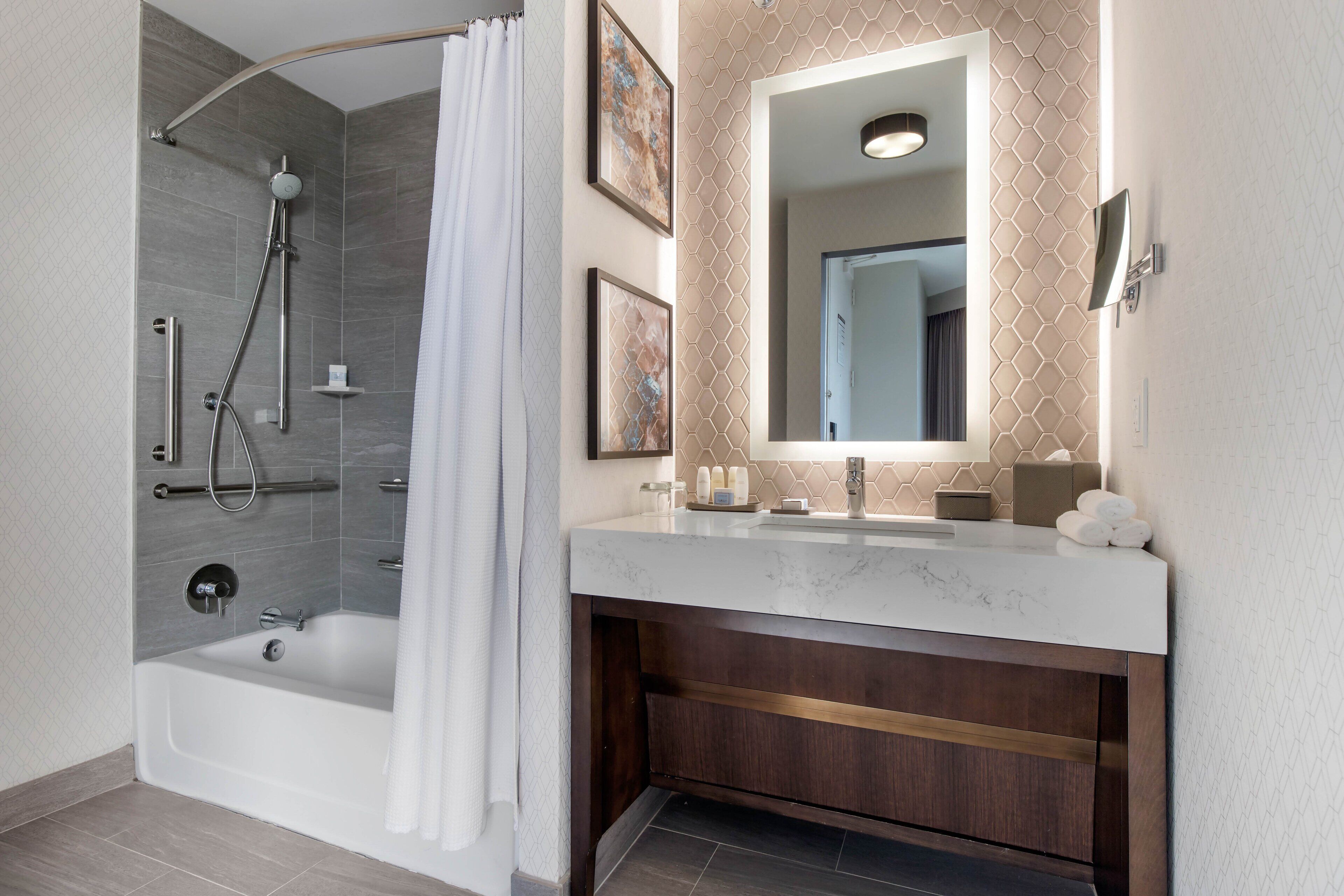 eco-friendly toiletries, hair dryer, bathrobes, slippers