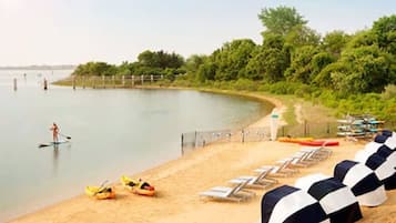 Private beach, beach towels, kayaking, fishing
