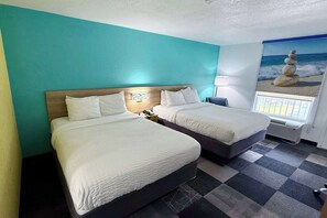 Room, 2 Queen Beds, Non Smoking | Desk, laptop workspace, blackout drapes, iron/ironing board