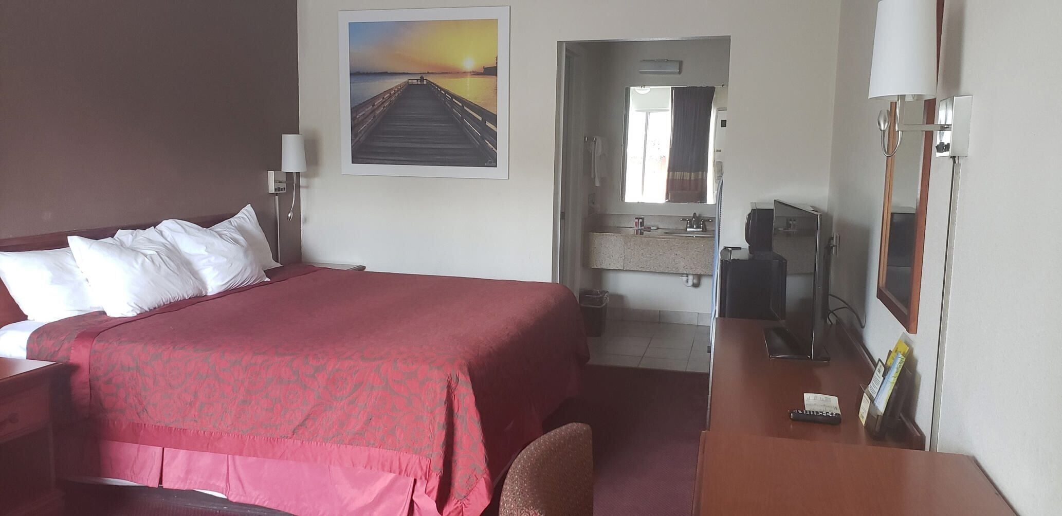 Desk, blackout drapes, iron/ironing board, free WiFi