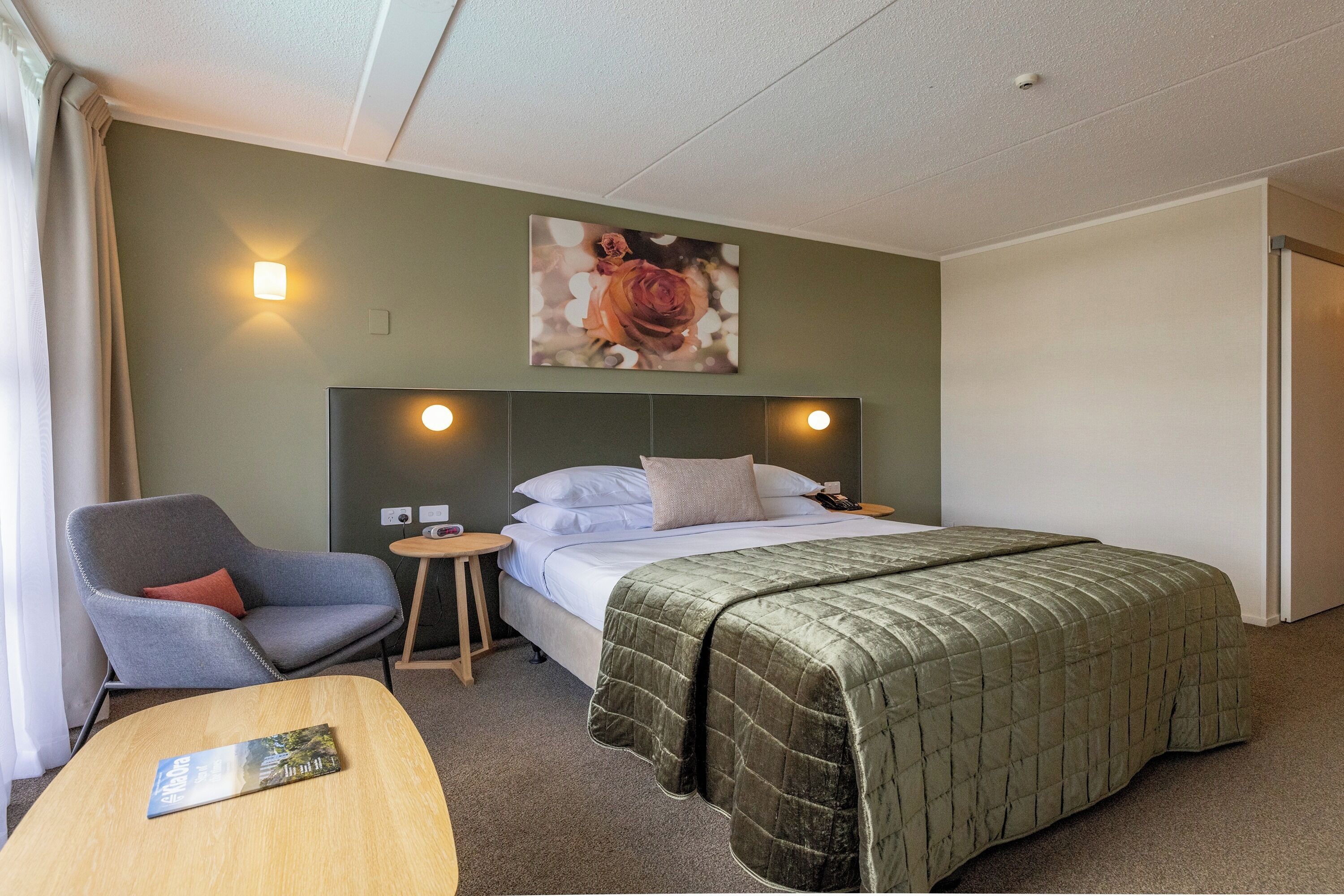 Individually decorated, individually furnished, desk, laptop workspace