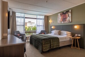 Individually decorated, individually furnished, desk, laptop workspace