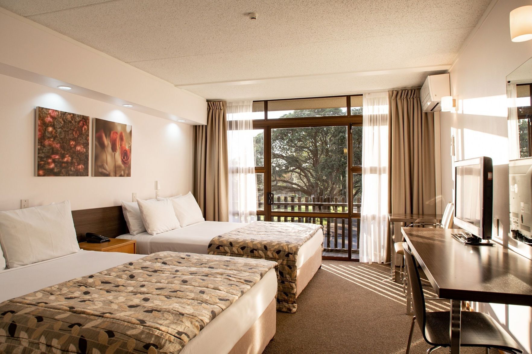 Individually decorated, individually furnished, desk, laptop workspace