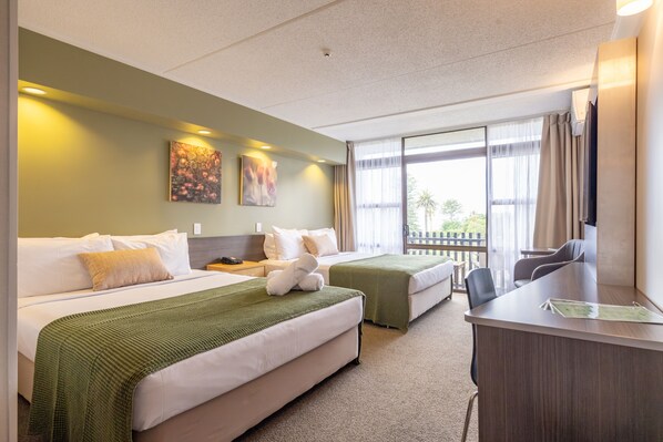 Superior Twin Queen with Balcony | 1 bedroom, desk, blackout curtains, iron/ironing board