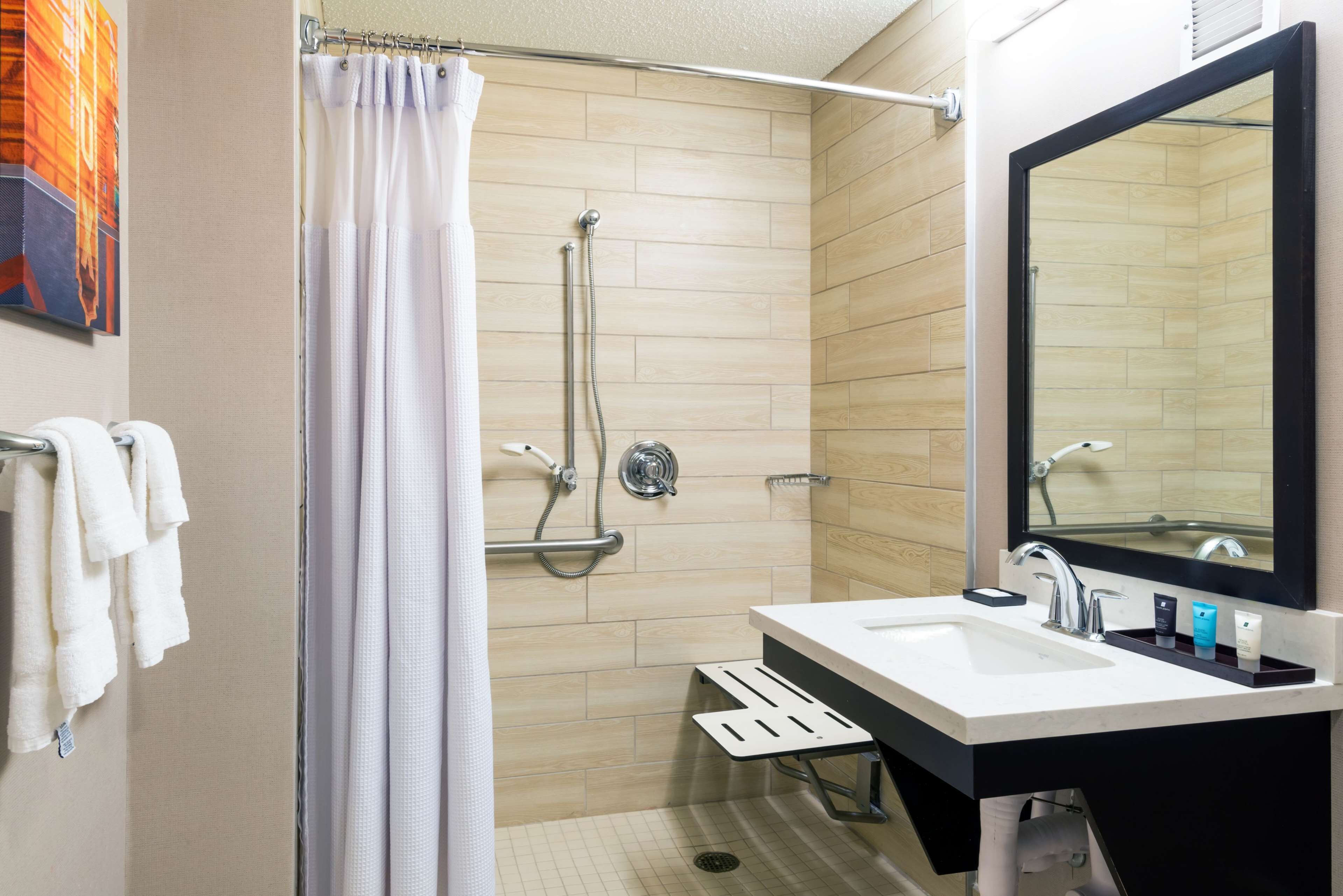 free toiletries, hair dryer, towels