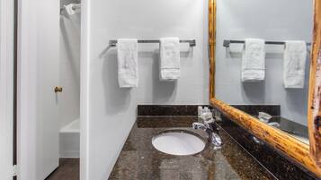 Eco-friendly toiletries, hair dryer, towels, soap
