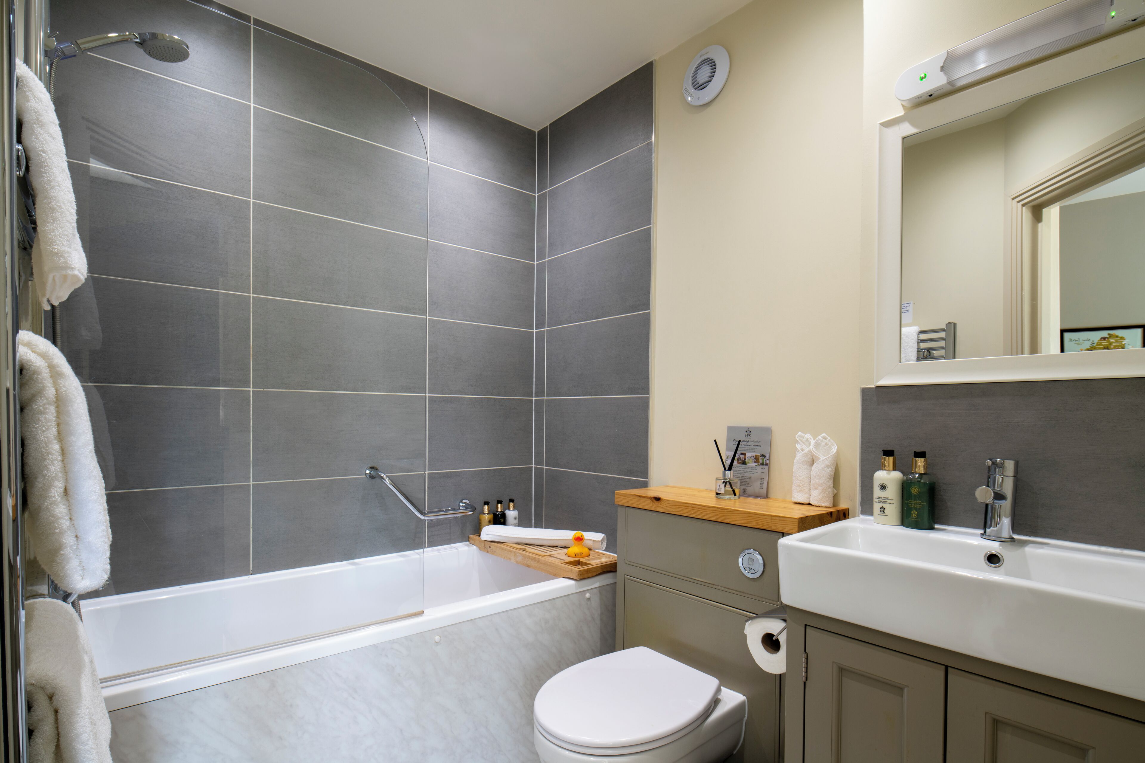 deluxe double room | bathroom | shower, eco-friendly toiletries, hair dryer, towels