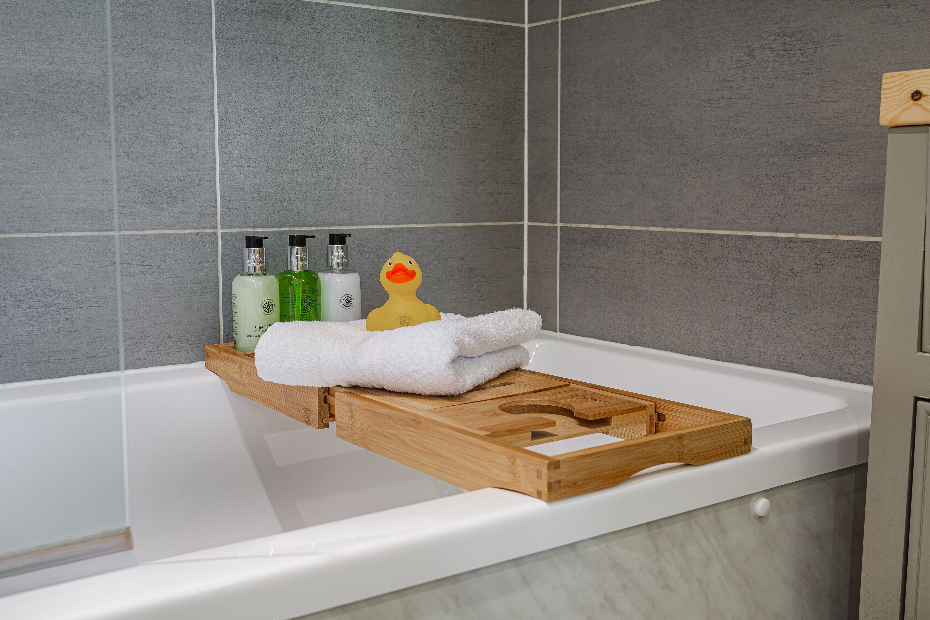 superior double room | bathroom | shower, eco-friendly toiletries, hair dryer, towels