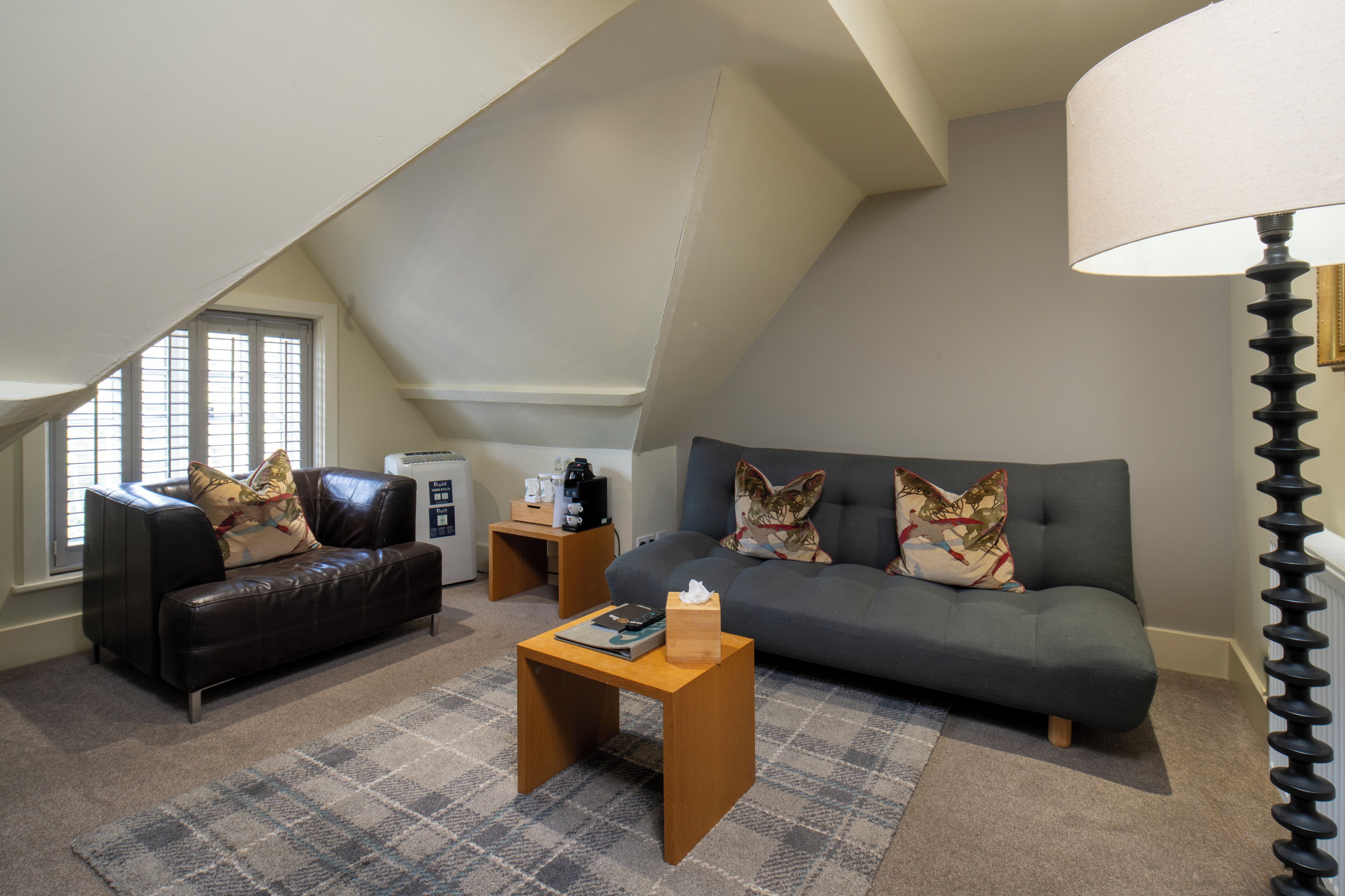 deluxe double room | living area | tv