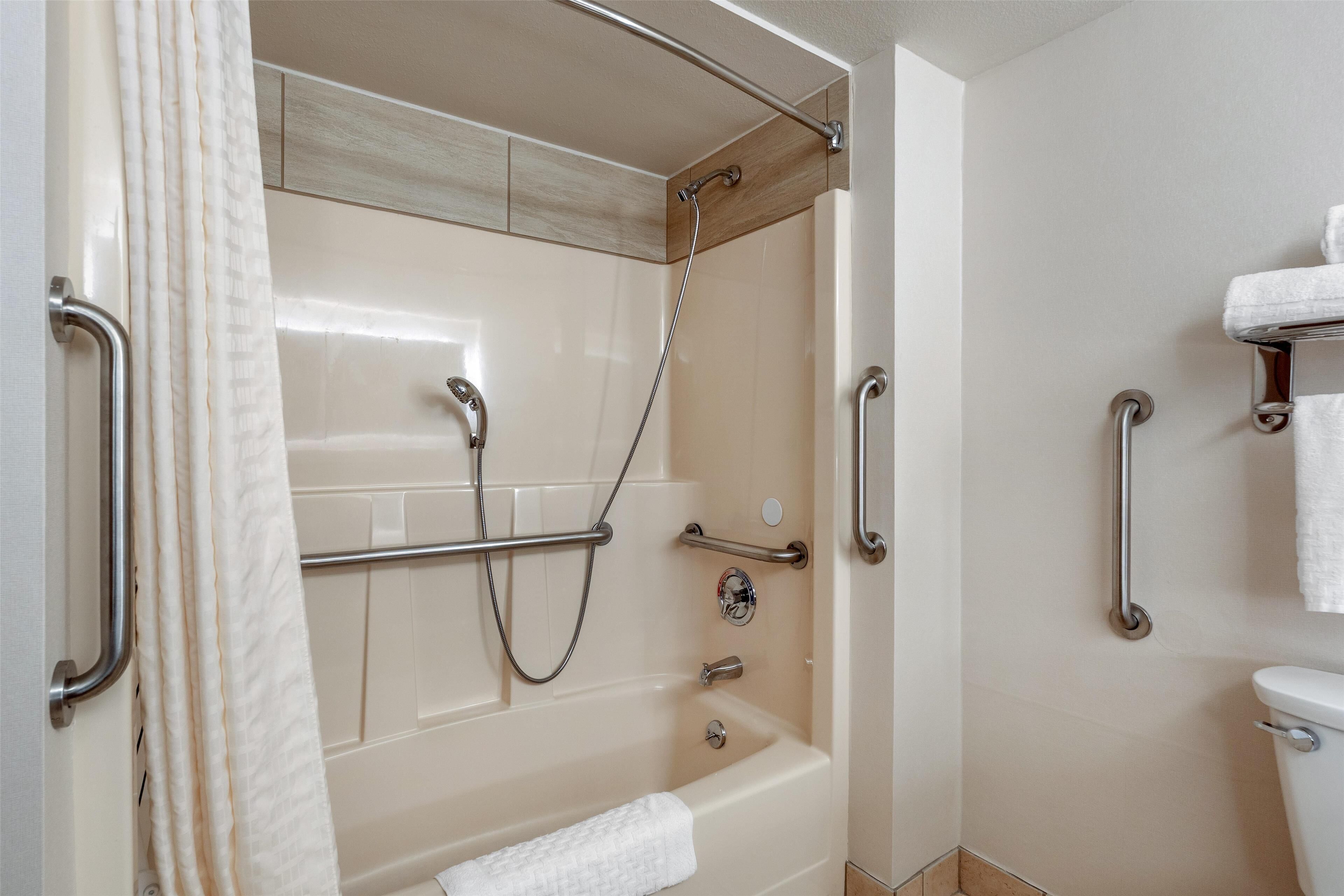 standard room, 1 queen bed, accessible, bathtub | bathroom | shower, free toiletries, hair dryer, towels