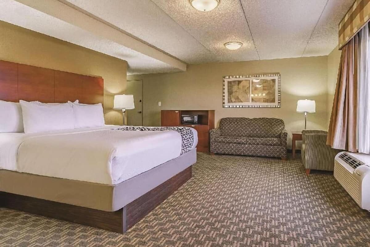 Premium bedding, desk, blackout curtains, iron/ironing board