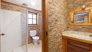 Shower, eco-friendly toiletries, hair dryer, towels