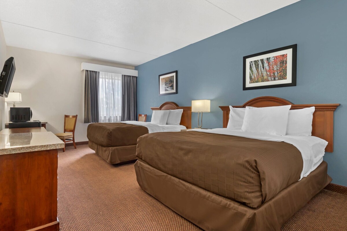Standard Room, 2 Queen Beds, Non Smoking | Down comforters, desk, laptop workspace, blackout drapes