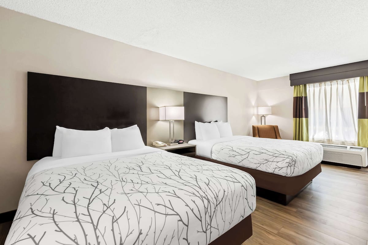 Standard Room, 2 Queen Beds, Non Smoking, Refrigerator & Microwave | Desk, laptop workspace, iron/ironing board, free cribs/infant beds