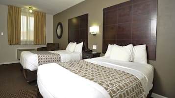 Premium bedding, desk, blackout drapes, soundproofing